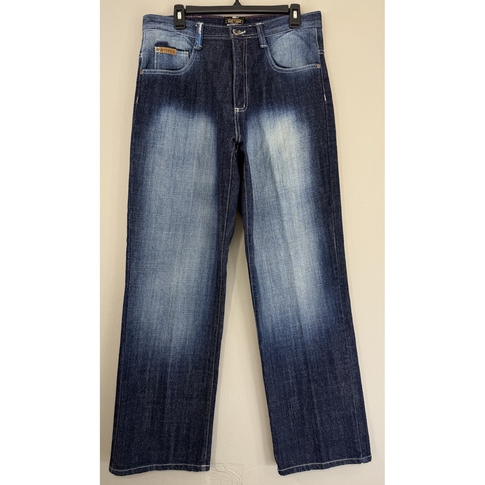Avirex Jeans Men's Tagged 32x32 Baggy Wide Leg Y2K Fade Spots SK8 EUC